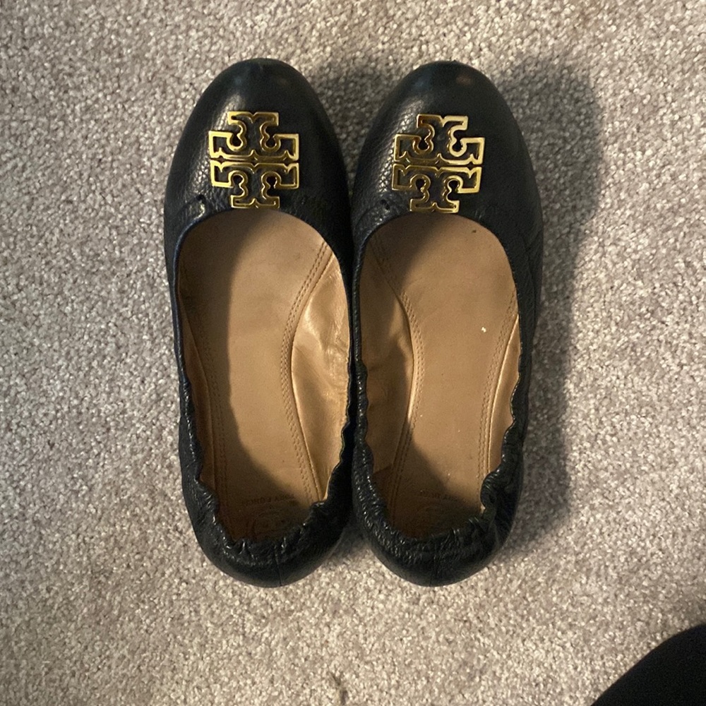 Tory Burch Black Leather Flats